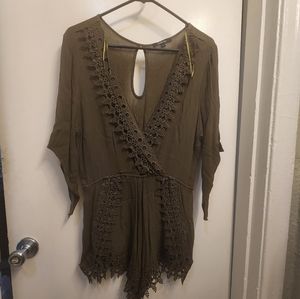 Olive Green Laced Romper Size L